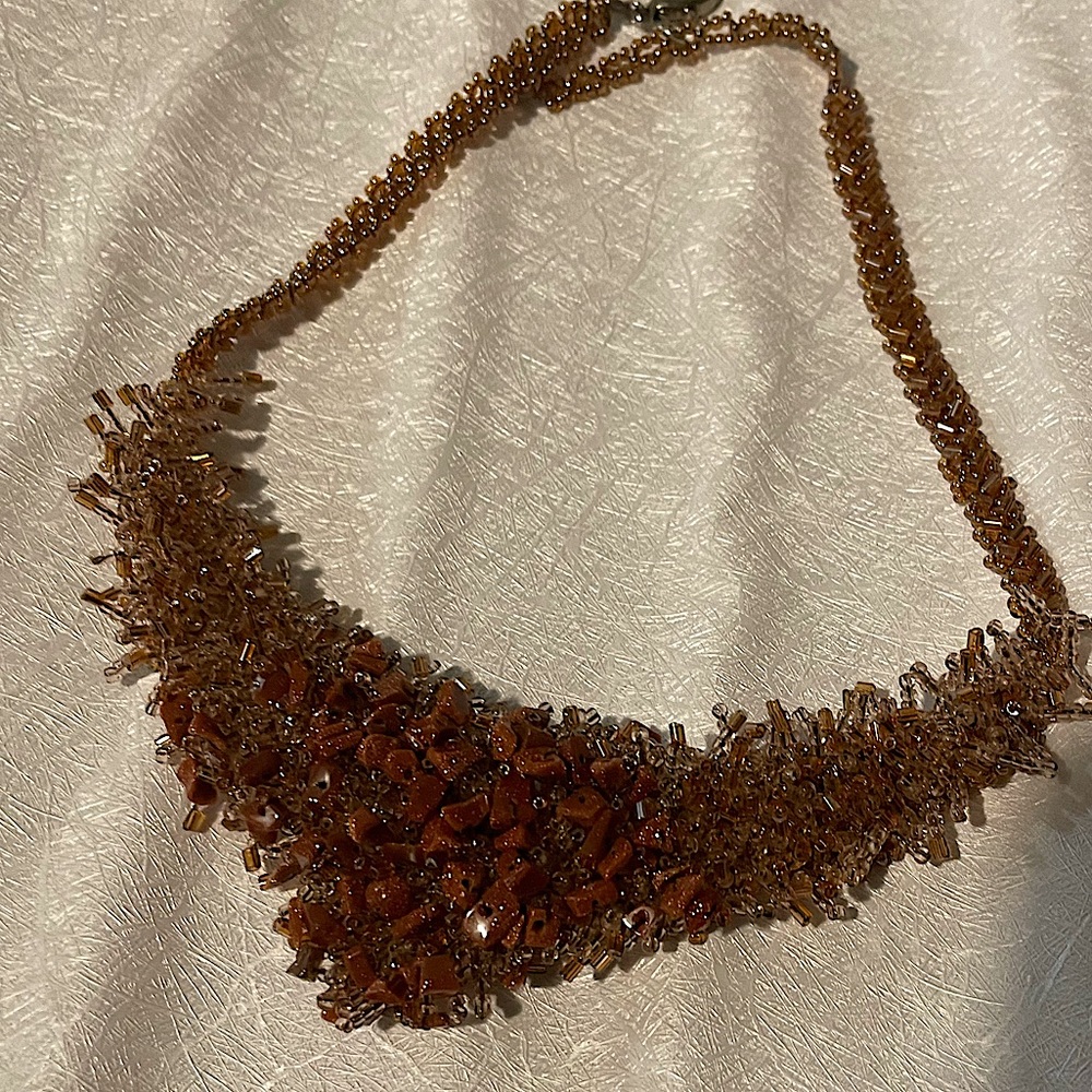 Beaded bib necklace